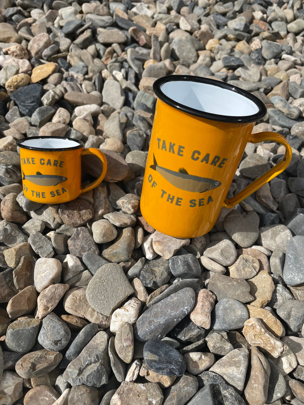 EMAILLE CUP  | TAKE CARE FOR THE SEA - HUGH  Camping Kaffee Becher